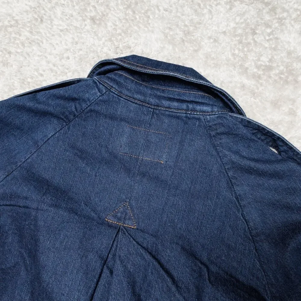 Banana Republic Dark Blue Wash Denim Short Trench Jacket Womens M NWT - Picture 11 of 14